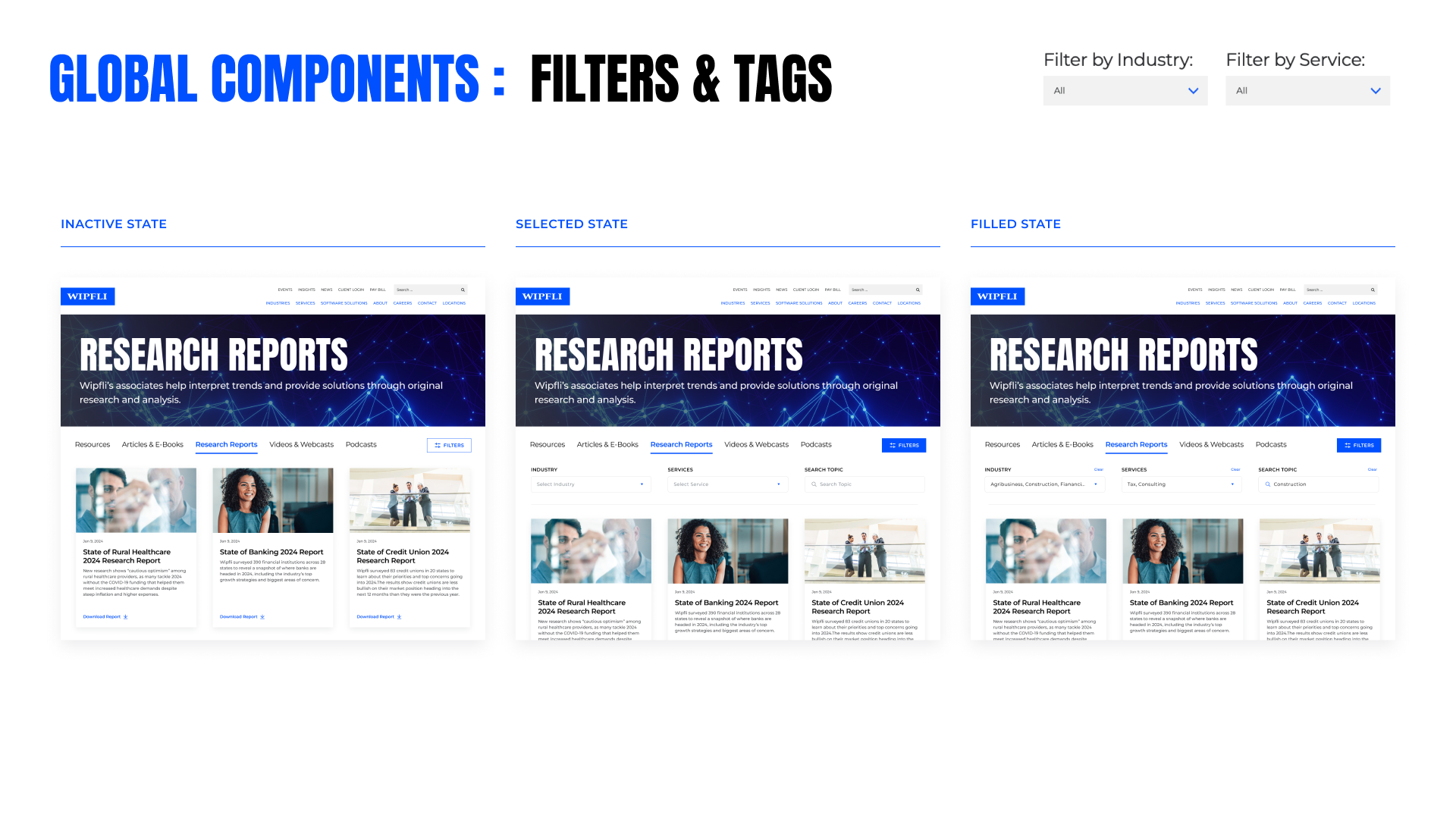screen shots of Wipfli resource center on mobile device